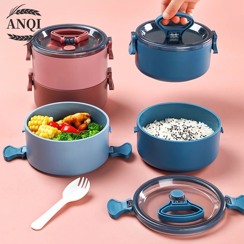 ANQI 1888 Lunch Box Set kotak Makan Kotak Bekal Double-Layer Kapasitas Besar VS-80