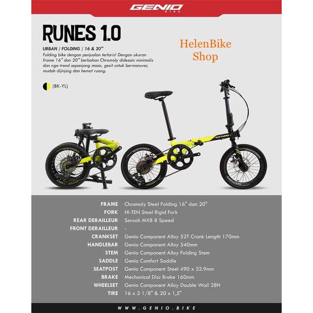 Sepeda Lipat 20 inch Genio Runes 1.0