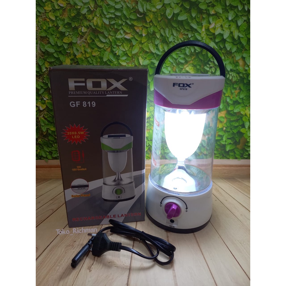 LAMPU TIDUR FOX F819 RECHARGEABLE LAMP SOLAR PANEL LAMPU DARURAT