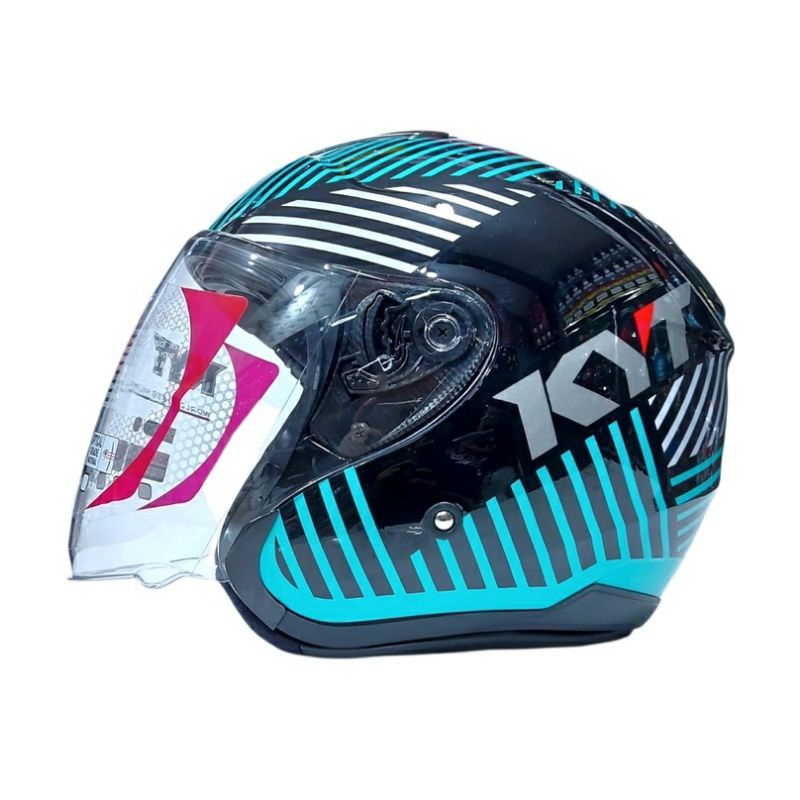 Helm KYT KYOTO R Motif Seri #4 Black Green Original SNI DOT