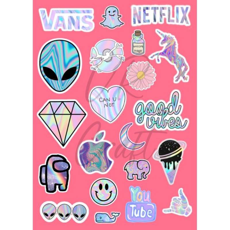 STICKER TUMBLR HOLOGRAM / STIKER AESTHETIC TEMPELAN HP LAPTOP