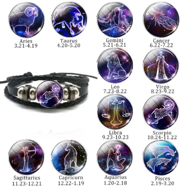 TERBARU! Gelang lambang zodiak zodiac 12 constellation kulit Multilayer keren