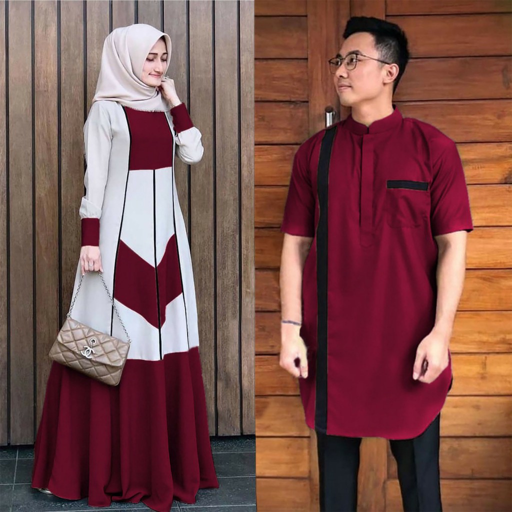 Renada Couple l Baju Gamis Wanita Dan Kemeja Lengan Pendek Fashion Terlaris