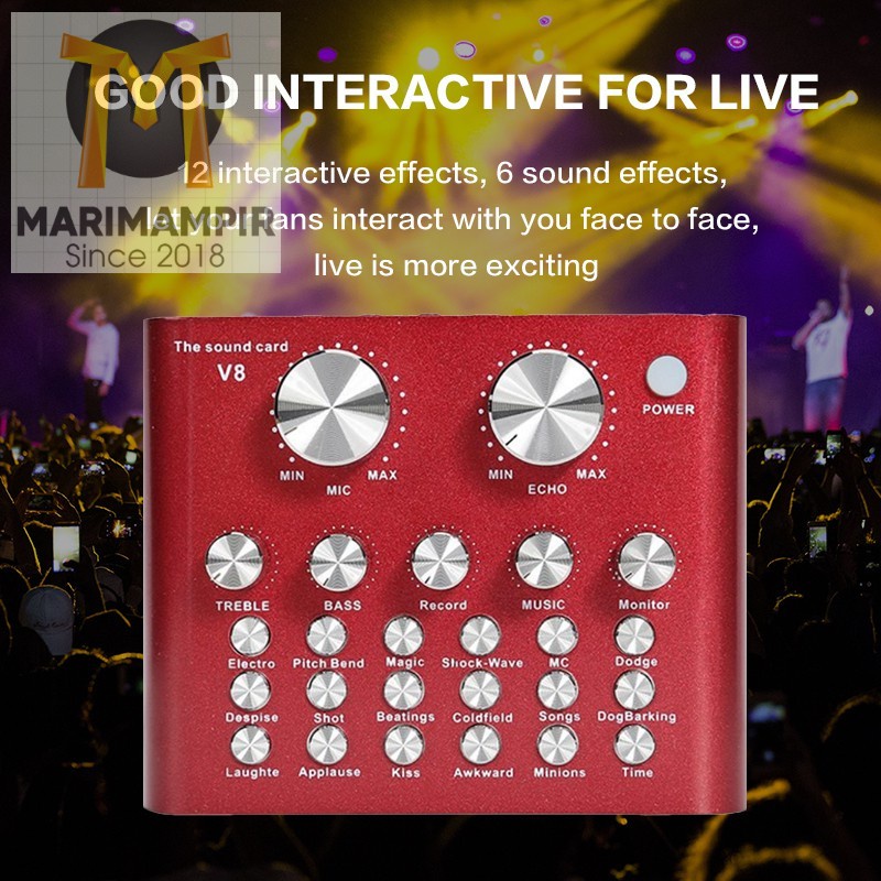 Marimampir V8 Pro SoundCard Audio Mixer untuk  Live Broadcast