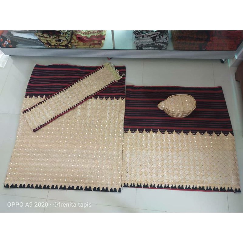[BISA COD] Kain Tapis Jungsarat Benang Emas Asli Sulam MAMA + SELENDANG