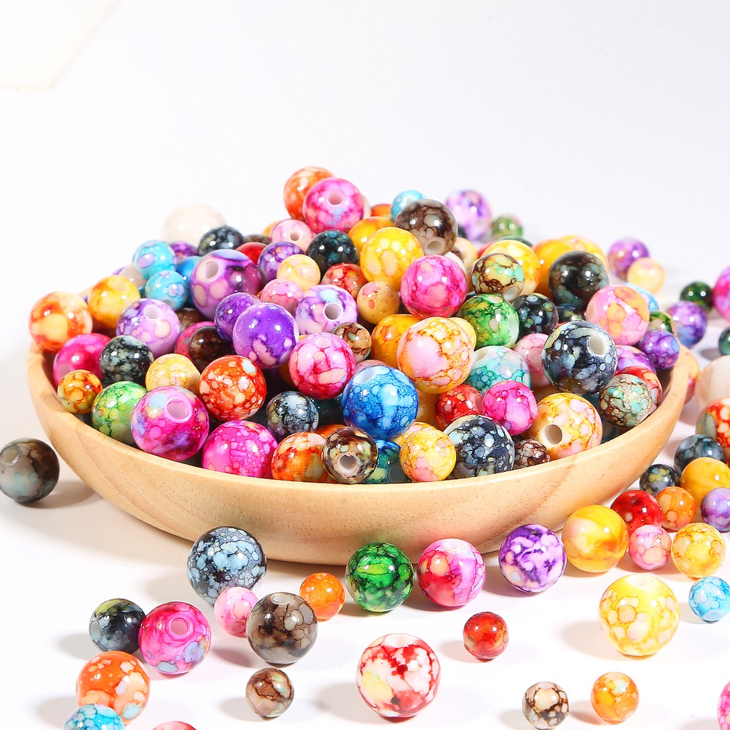 8/10/12/14 mm Round Acrylic Loose Spacing Beads DIY Craft Supplies Garment Sewing Beads Decoration Accessories