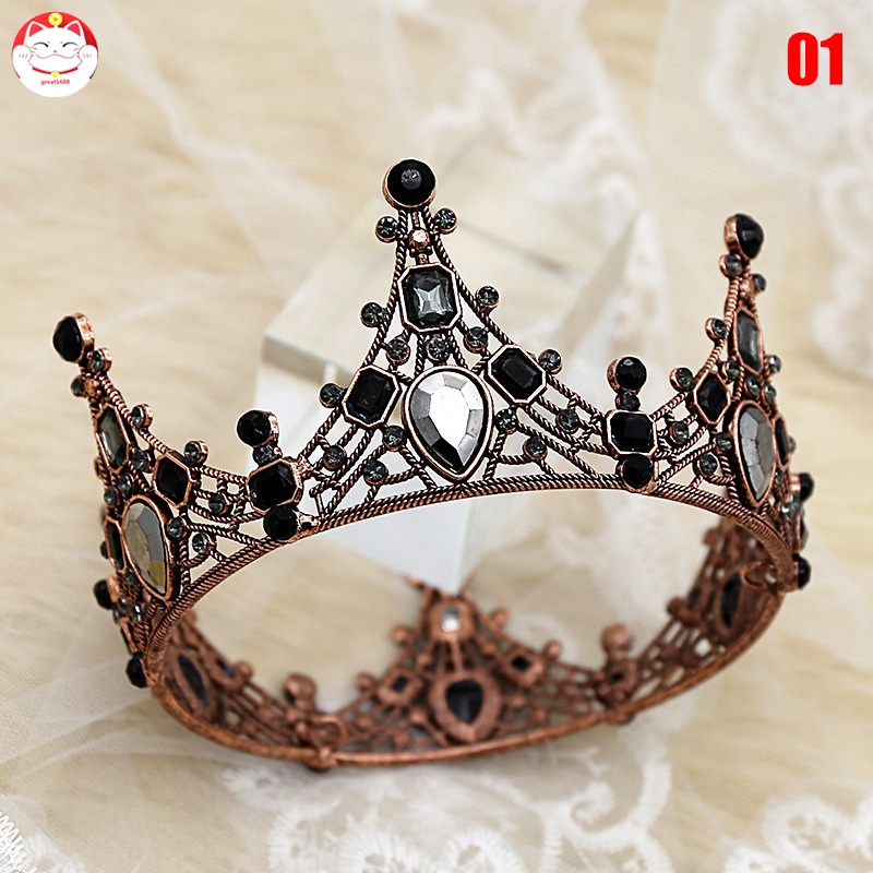 Mahkota Ratu Aksen Berlian Imitasi Warna Hitam Untuk Aksesoris Rambut Pengantin Wanita