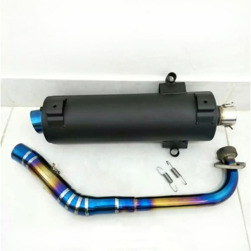 Knalpot Tsukigi Xeon RC - Xeon Injek Leher Pelangi Blue Stenlis Thailand  - Knalpot Tsukigi Leher