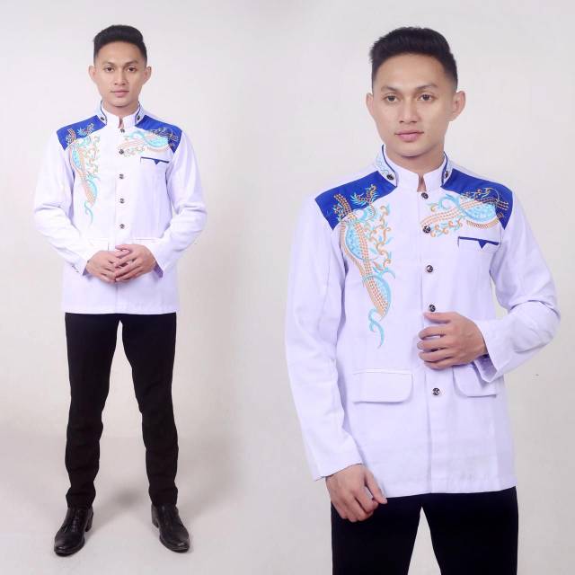 JASKO JAS KOKO PRIA  Bordir Sorban Batik Putih Bersih Bahan WOOL NOVUS