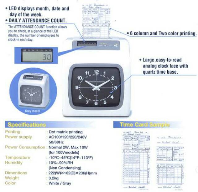 AMANO BX-6000 / 6200 (GARANSI) - Mesin Absen Absensi Kartu/Check Clock