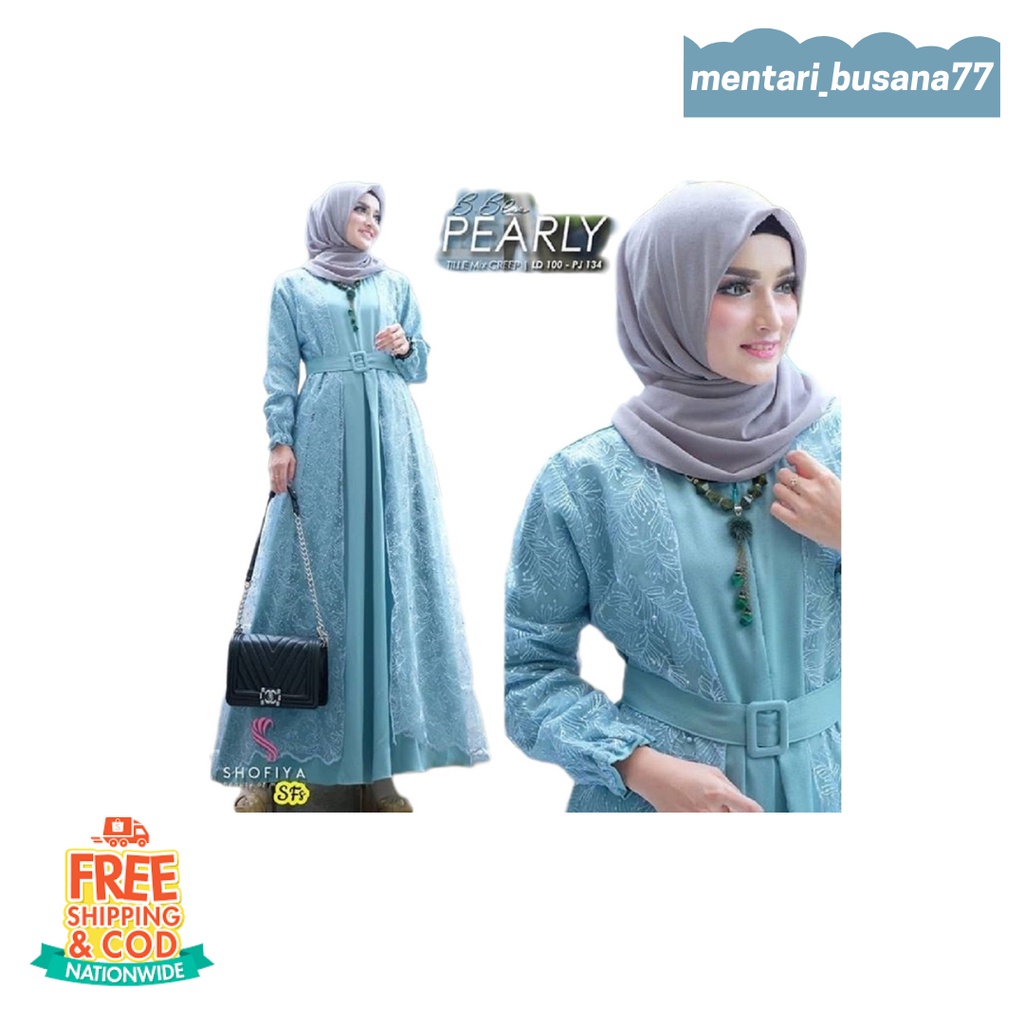 ELEGANT Gamis Pearly Maxy Dress Jumbo Murah! / mentari_busana77 gamis dewasa//remaja terlaris2022 / Terbaru pakaaian muslim wanita / Gamis Brukat Tulle Tile / Ukuran M L XL XXL 3XL / Bayar di tempat (cod)