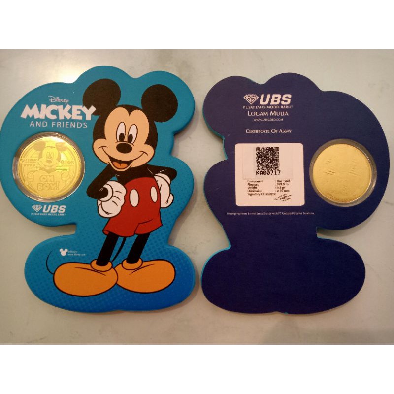 UBS 0.1gr Mickey series 0.1 gram LM Disney logam mulia emas mini gold cute gift