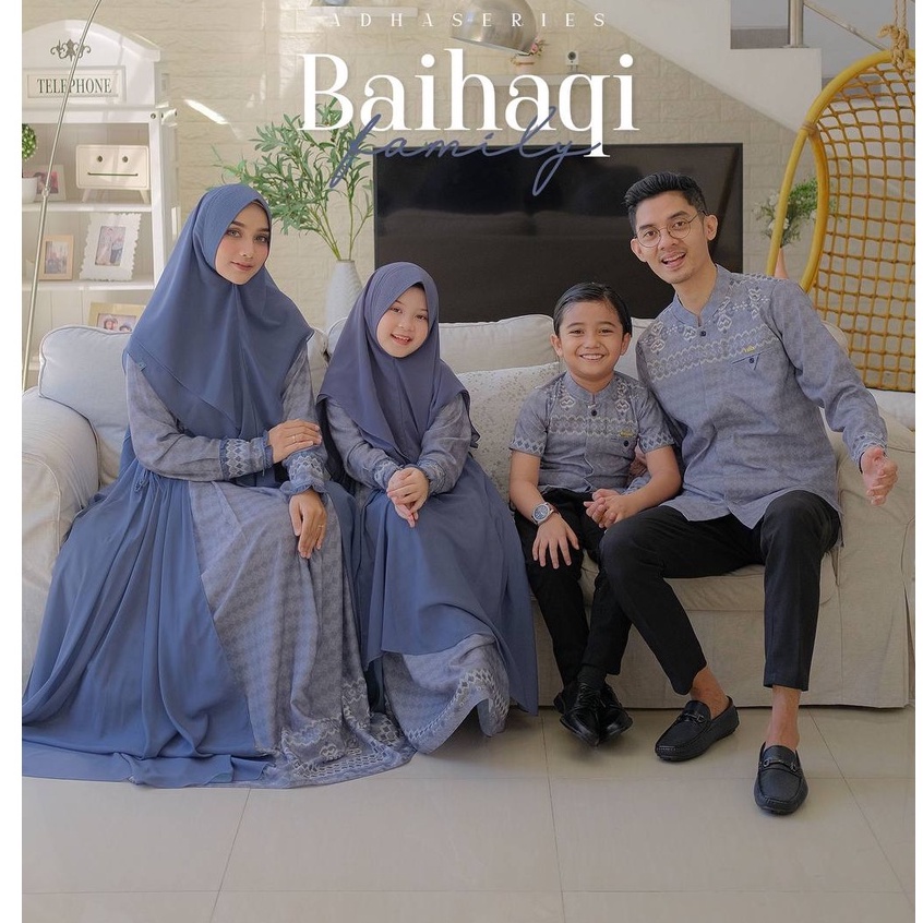 Gamis dewasa set khimar  ready stok siap kirim sarimbit keluarga mewah baihaqi family by dinda dress