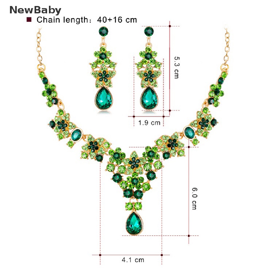 NewBaby Fashion Crystal Tear Drop Earrings Elegant Necklace Party Wedding Jewelry Set  ID