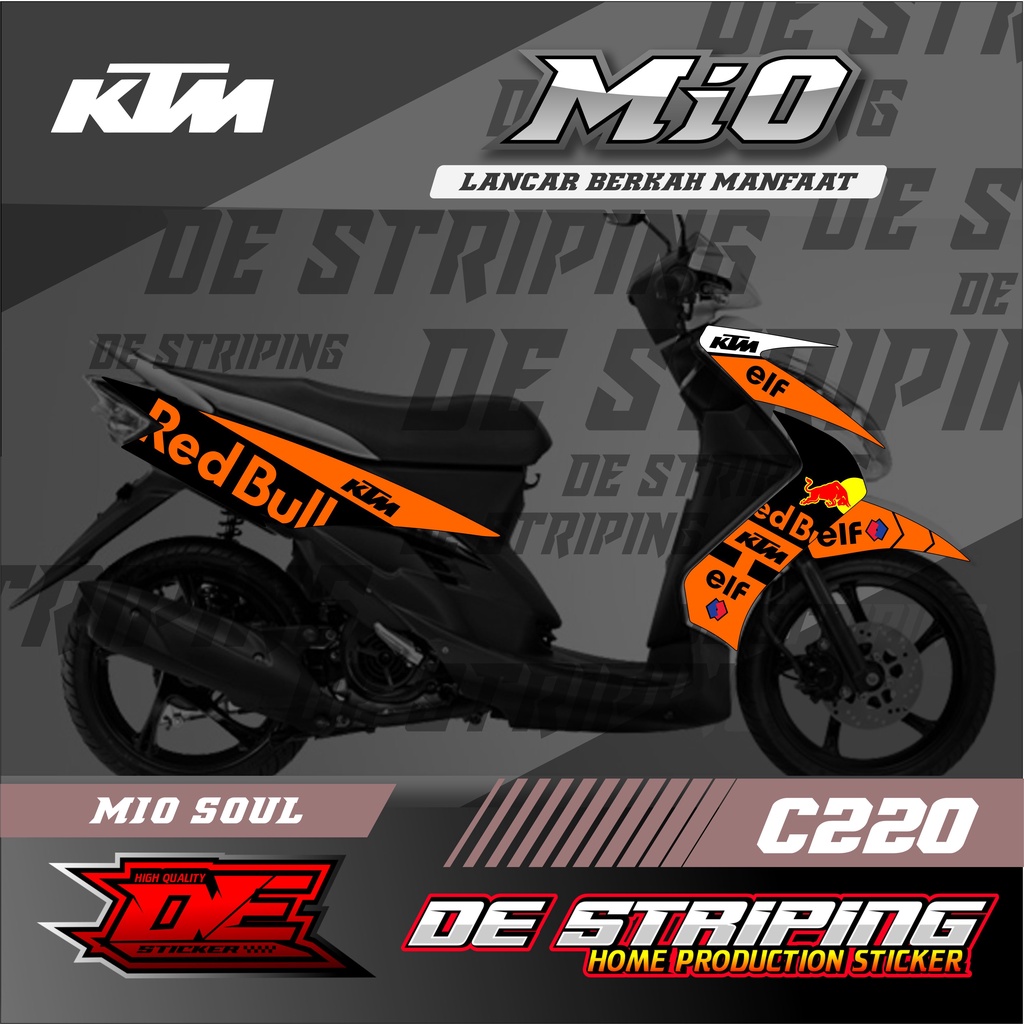 Redbull Ktm Striping stiker Motor MIO Soul (C220) stiker Motor sticker Variasi Racing Semi Full Kere