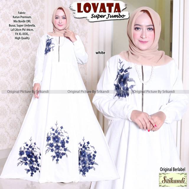 REALPICT Gamis Putih LOVATA SUPER JUMBO Srikandi Solo Original Gamis Lebaran