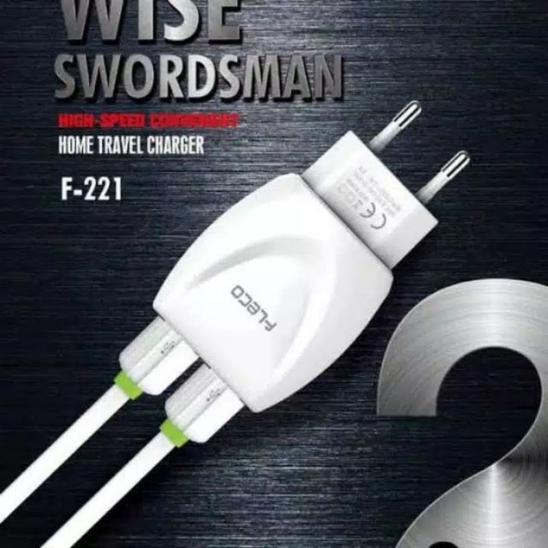 Charger Fleco F-221 Double USB Qualcom micro USB