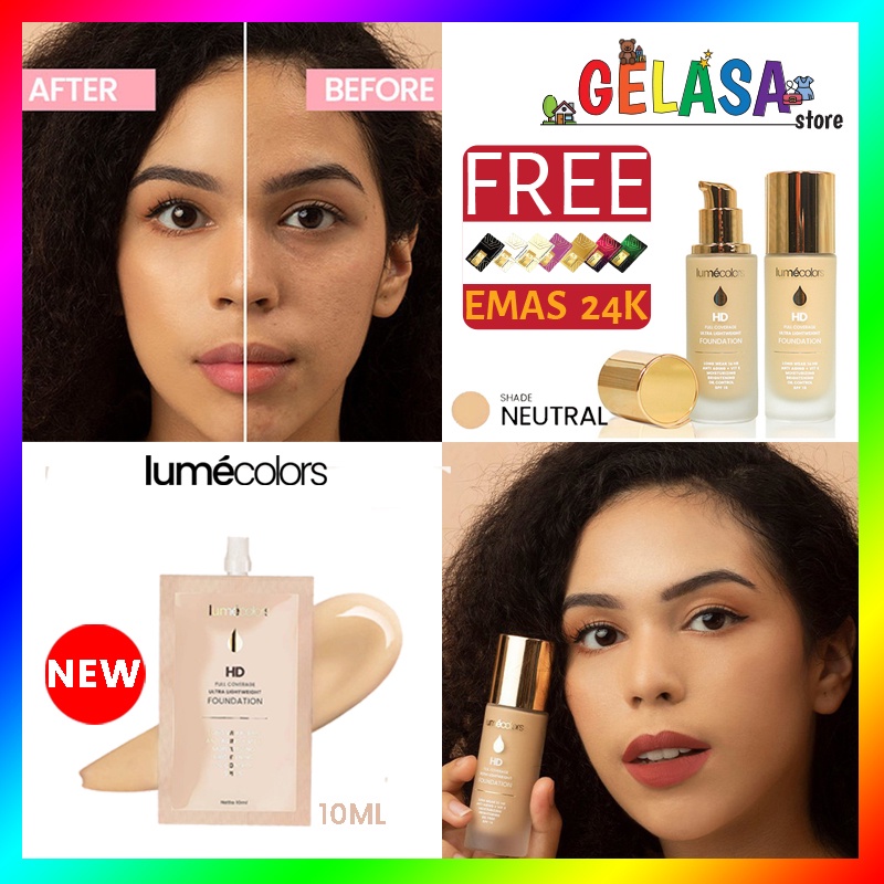 (Free Emas) Lumecolors HD Full Coverage Ultra Lightweight Foundation - NEUTRAL