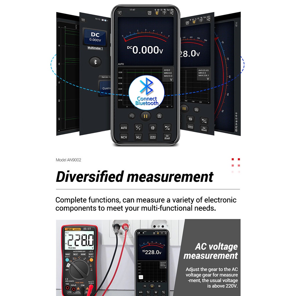 ANENG Digital Bluetooth Multimeter Voltage Tester - AN9002