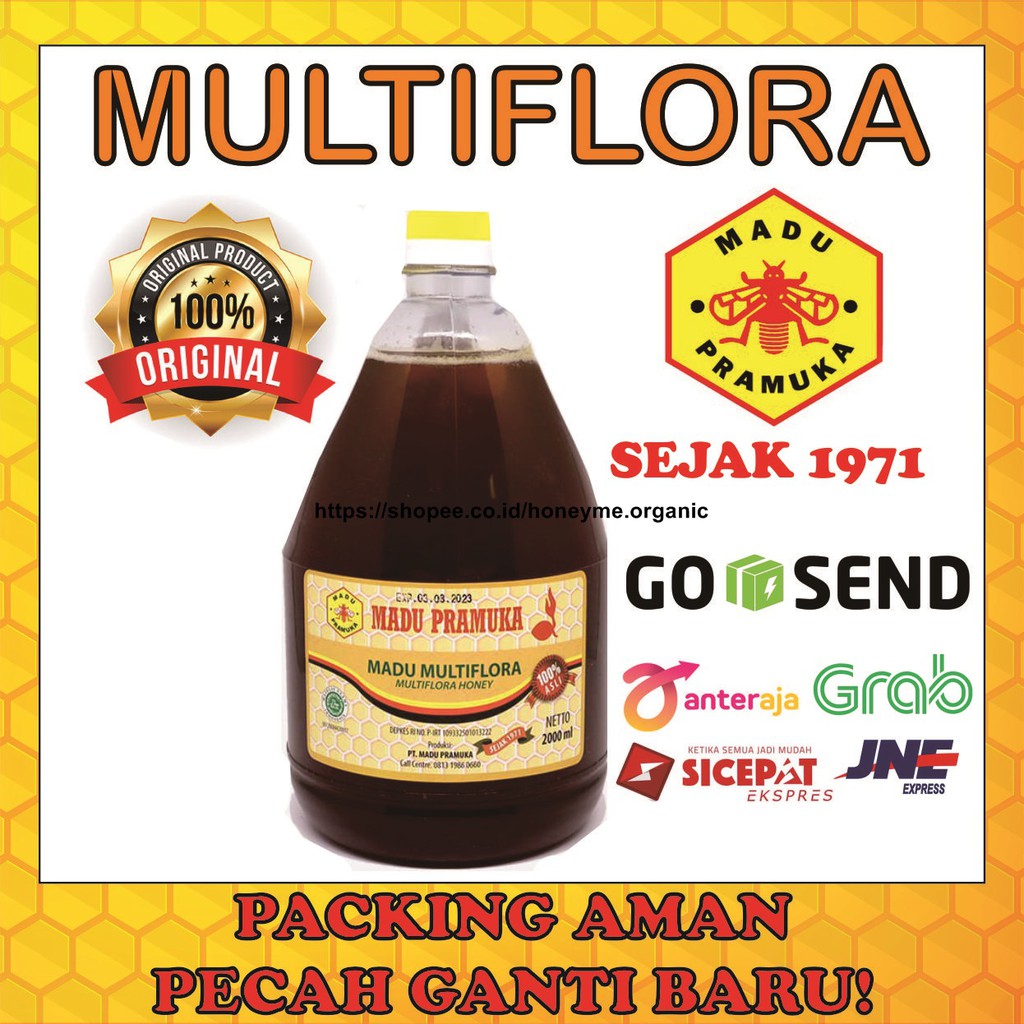 

COD | Madu Asli | HALAL BPOM | Madu Multiflora Murni Madu Pramuka Cibubur 2 Liter