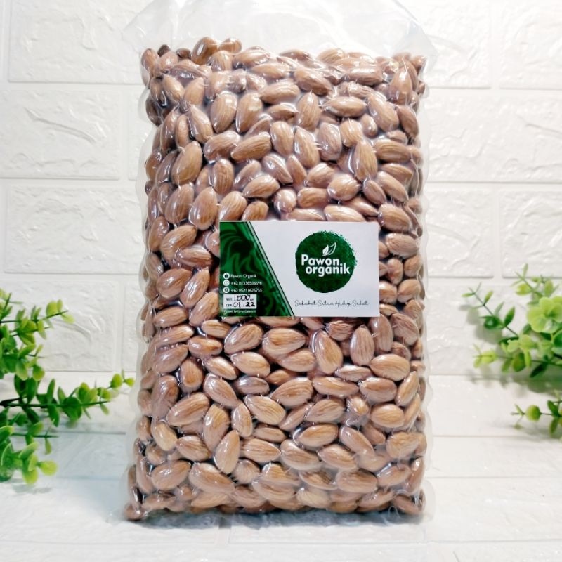 Roasted Almond Whole 1kg Kacang Almond utuh panggang matang siap makan