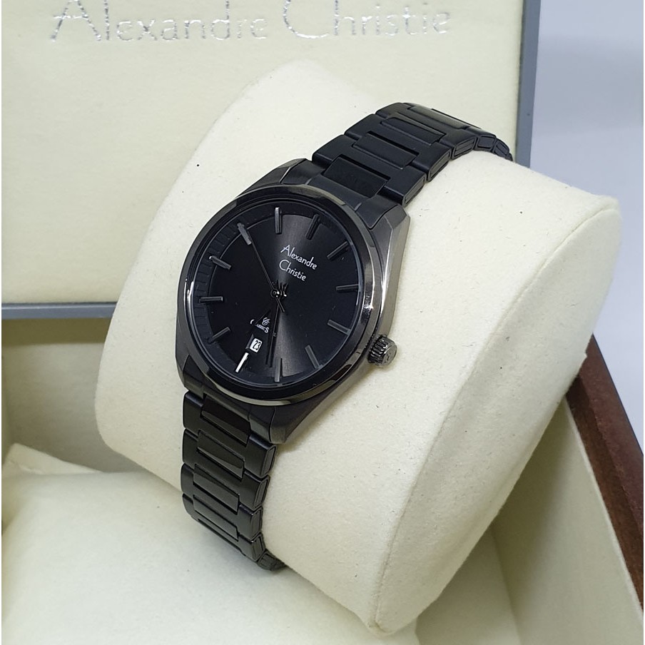 Alexandre Christie Ac 8638 /ac8638 Grey Black Jam Tangan Wanita Dia 3,2 Cm Original