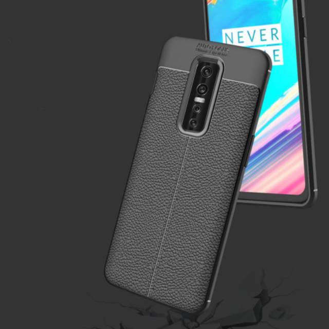 AUTO FOCUS case VIVO V17 PRO - softcase motif kulit elegan warna hitam vivo v17 pro