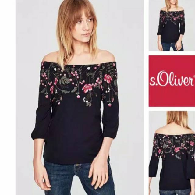 S Oliver floral off shoulder long sleeve