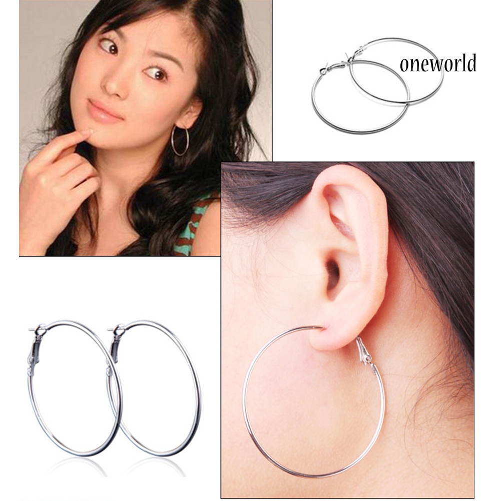 OW@ 1Pair Women Big Circle Charm Statement Hoop Earrings Evening Party Jewelry Gift