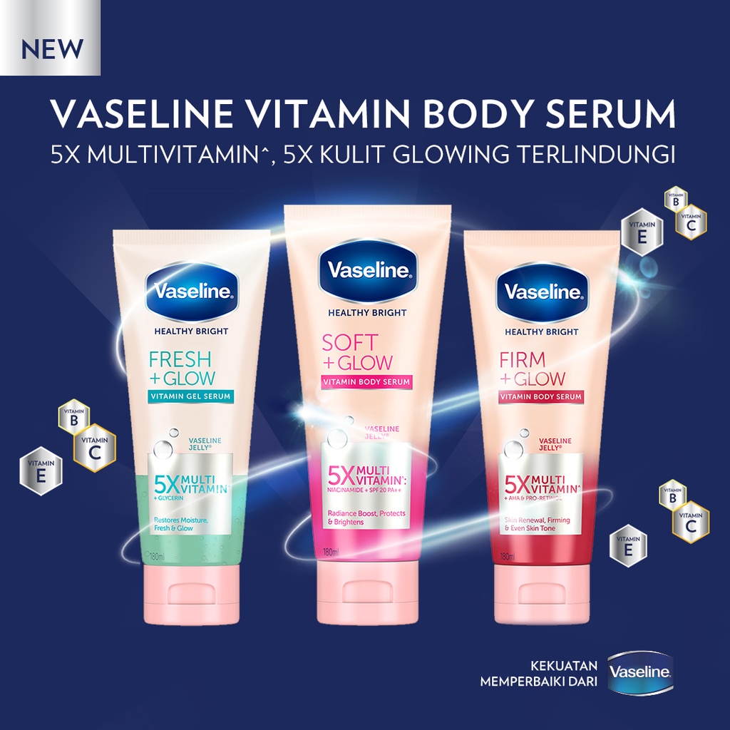 Vaseline Body Serum Body Lotion Soft Glow With Niacinamide, 100X Vitc & Spf20 180Mlx2