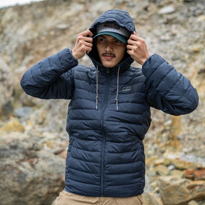 jaket Quiksilver puffer scally hooded original - jaket Quiksilver puffer original - jaket winter