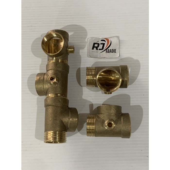 [5PCS] Tee Kombinasi Nepel T Joint Drat Putar Kuningan