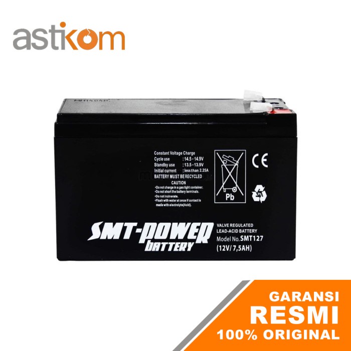 Power Battery Baterai UPS Samoto SMT127 12V 7,5AH Aki Kering