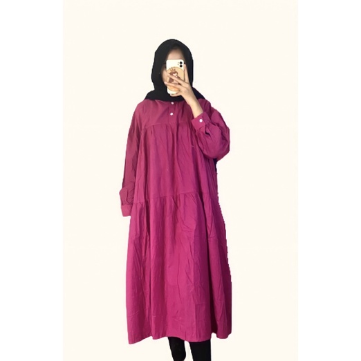 Midi dress - dress zara - midi Dress import - midi bahan katun poplin - midi dress kapucong - midi d