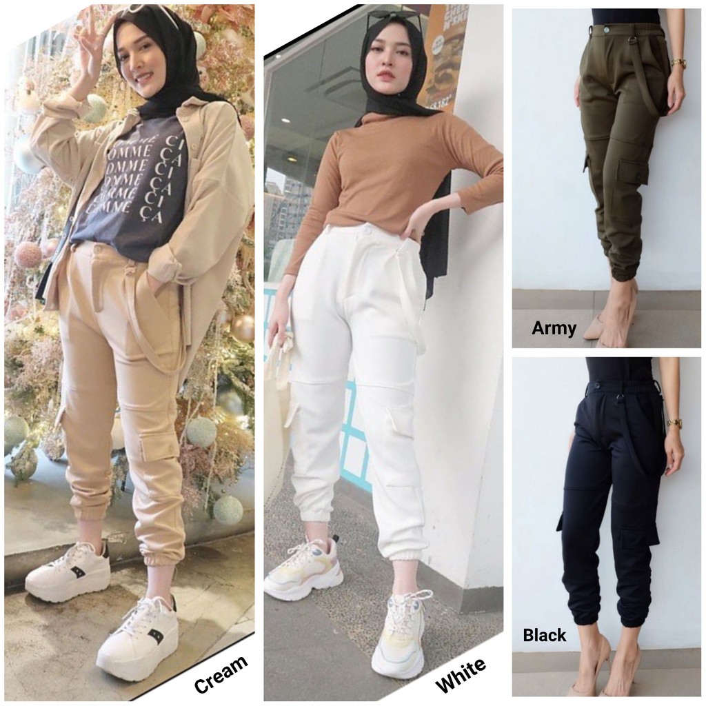 2050 JOGGER  PANTS WANITA  Panjang Scuba Belakang Pinggang 