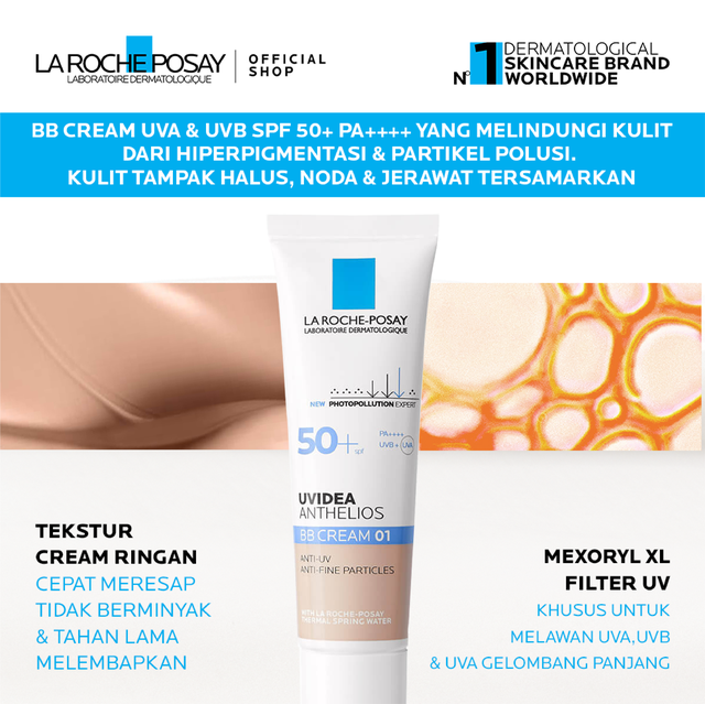 La Roche Posay Uvidea BB Cream (01) SPF 50+ PA++++ 30ml - Sunscreen BB Cream Kulit Normal/ Sensitif