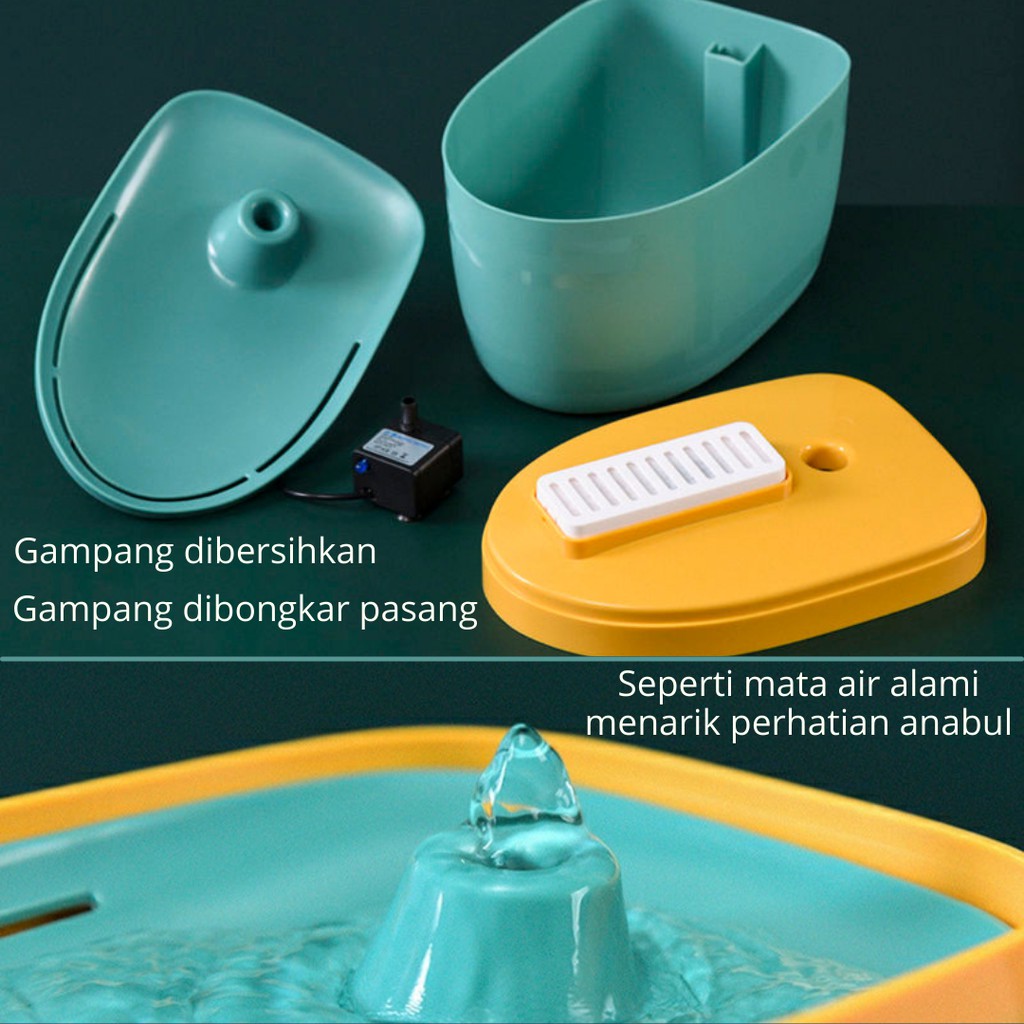 Pet Water Fountain + LED /Tempat Wadah Minum Air Mengalir/Air Mancur Hewan Kucing Anjing (Kapal)