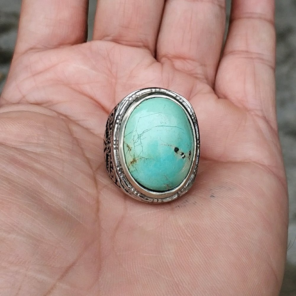 CINCIN BATU AKIK NATURAL PIRUS PERSIA GREEN TURQUOISE BODYGLASS