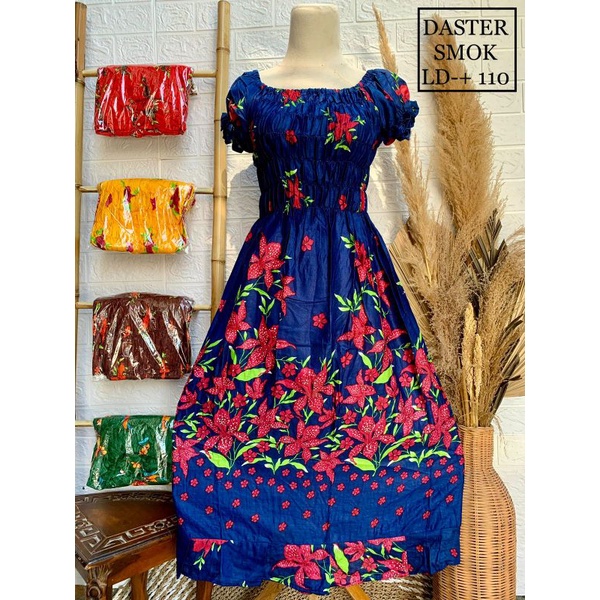 Daster smoke rayon / dress kerut dada lengan pendek / daster bali rayon motif bunga