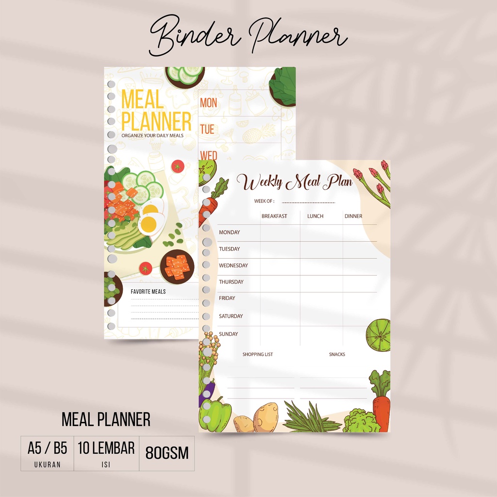 

Artomaringi Isi Binder Loose Leaf A5 & B5 Meal Planner LL05D