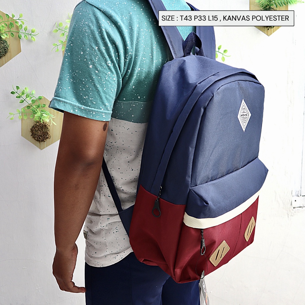 MODEL BARU PUNGGUNG !! Tas Ransel Cowok / Wanita Kuliah Sekolah Kombinasi 2 Warna Lokal UKM Indonesia