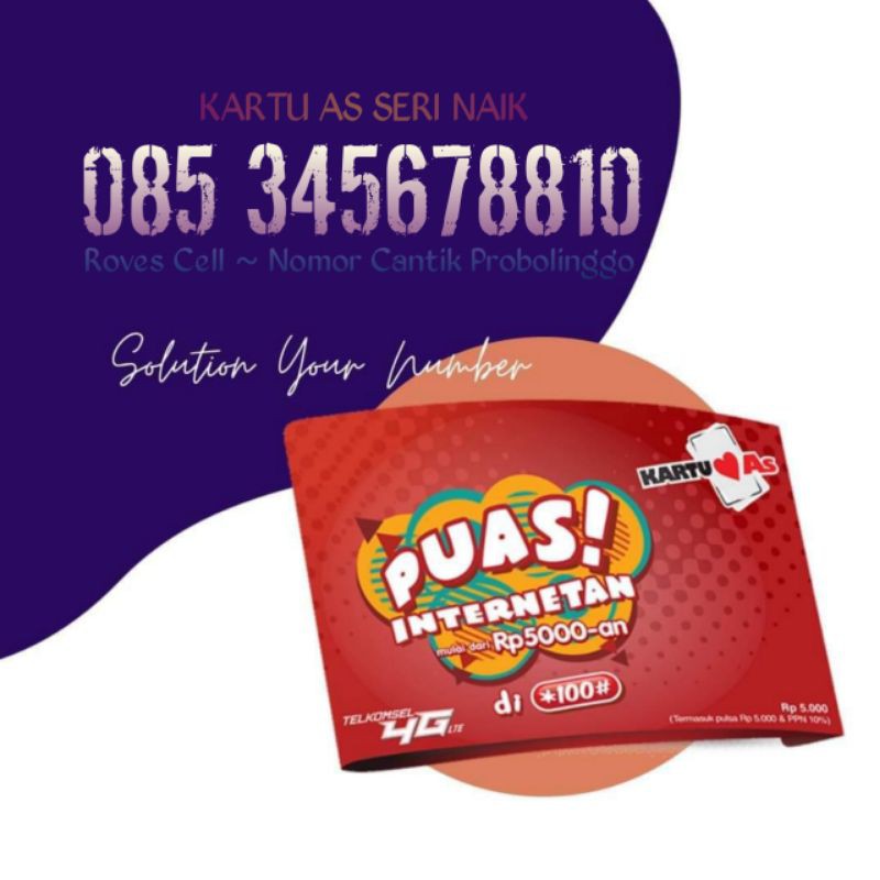 NOMOR CANTIK TELKOMSEL SERI NAIK 345678810 URUT 8810 345678 085345678810 KARTU AS