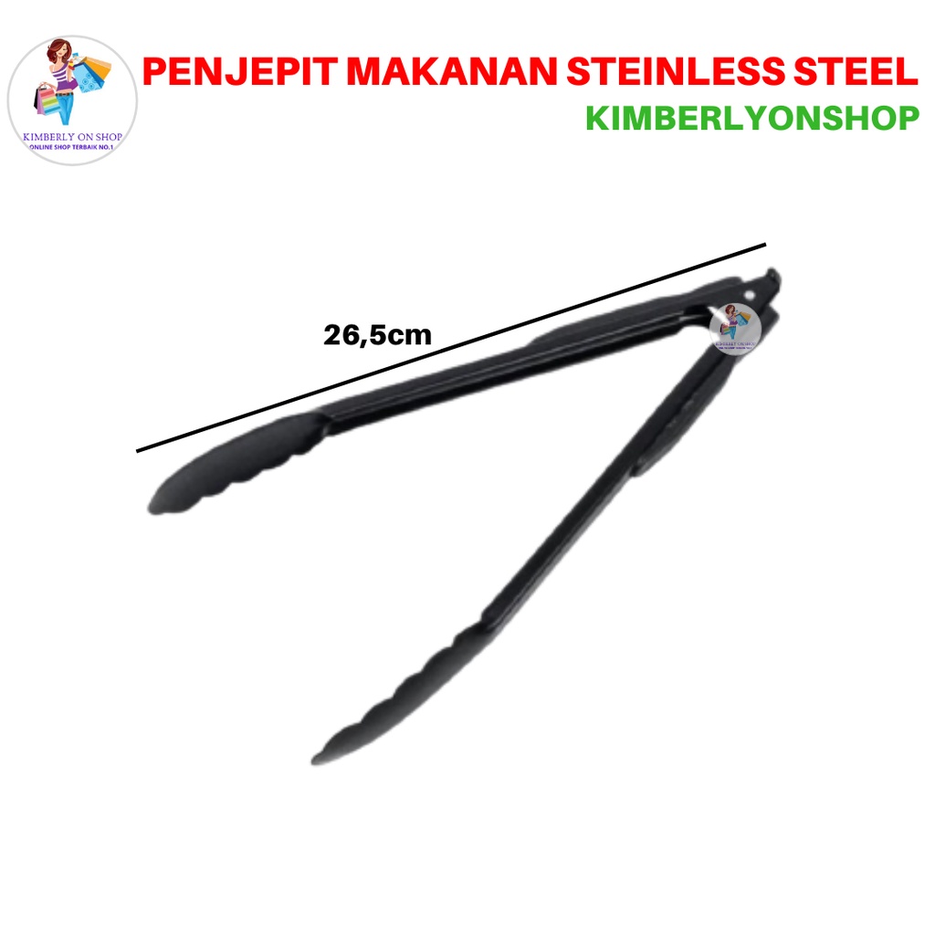 Capitan Makanan Stainless Steel Penjepit Makanan Food Tong Hitam