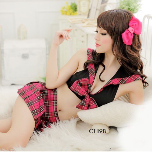 [BISA COD] KOSTUM SEXY KOSTUM COSPLAY COSTUME LINGERIE SEXY STUDENT PINK CL19B