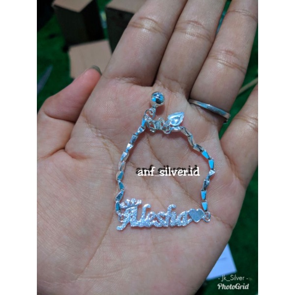 Gelang padi request nama (perak murni)