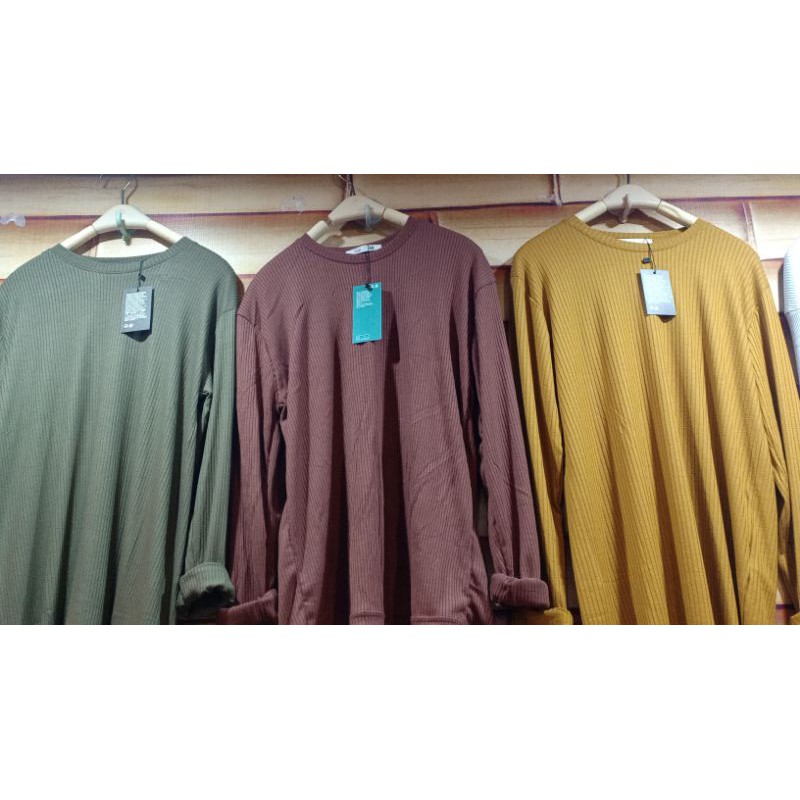 Kaos Lengan Panjang Semi Rajut- Spandek - Cabut Jarum Premium/Kaos Lengan Panjang Pria Wanita