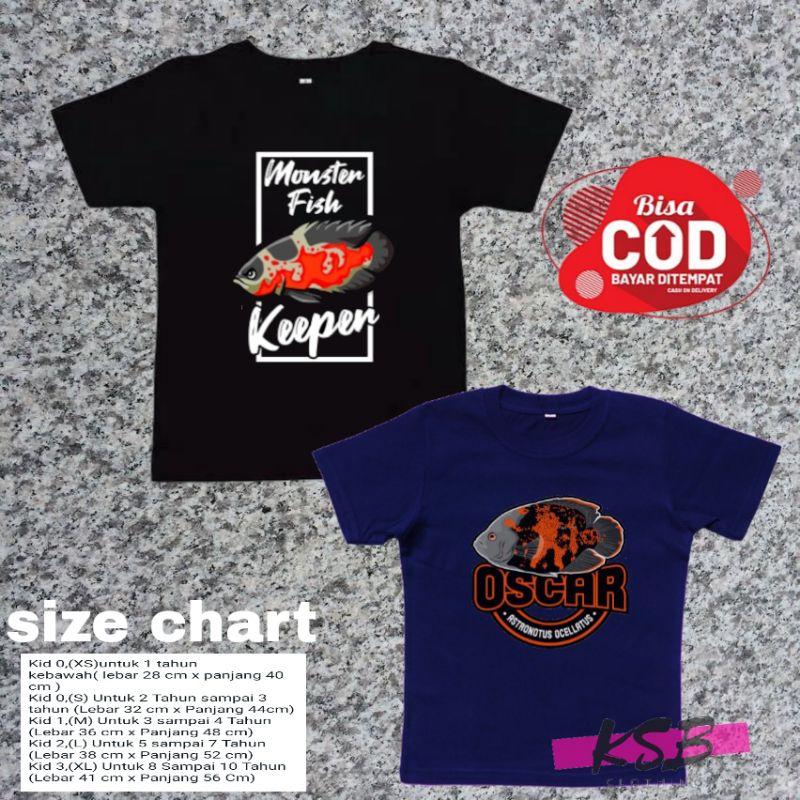 baju kaos anak laki laki ikan oscar/kaos anak ikan predator/t-shirt anak/kaos anak import/kaos anak 