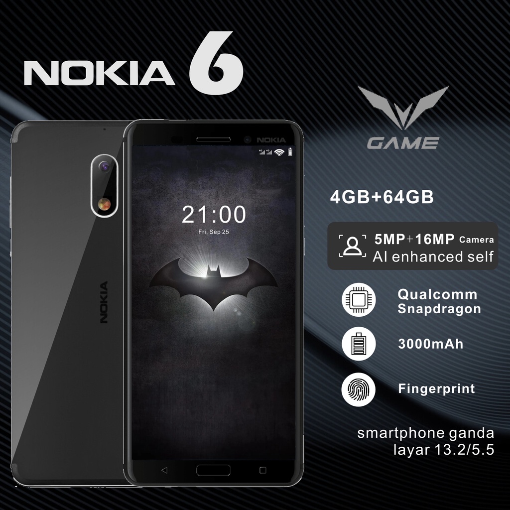 Nokia 6  4GB+64GBRom  24MP Camera handphone android 4G  HD+5.5inch hp murah & pk xiomi samsung displ
