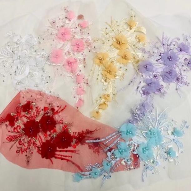 Baru Restok Embroidery Bunga Patch Bordir Lace Bordir 3d Renda Tempelan Baju Sticker WY004 .,..,.,.,