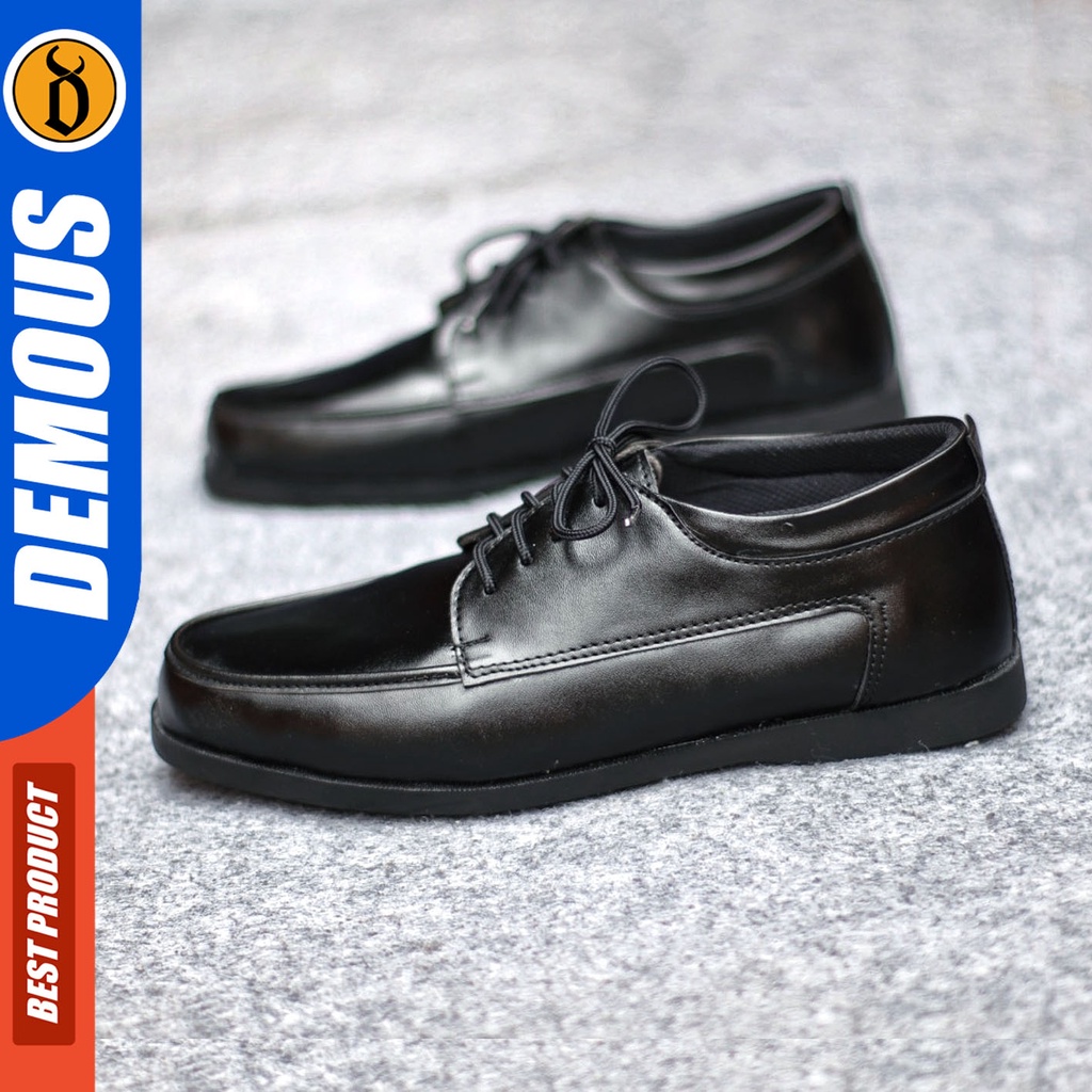 Sepatu Formal Pria Sepatu Casual Pria Kulit Pu Tali Sepatu Pantofel Kerja Kantor Kuliah Kondangan Sepatu Hitam Pria  DEMOUS MONZRE